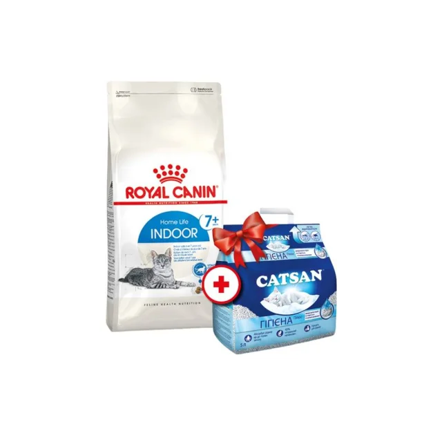 Сухой корм Royal Canin Indoor 27 для домашних кошек, 3.5 кг + наполнитель Catsan 5 л в подарок