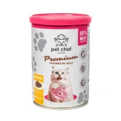 Консервы Pet Chef Chicken для взрослых кошек, кусочки в желе, с курицей, 415 г