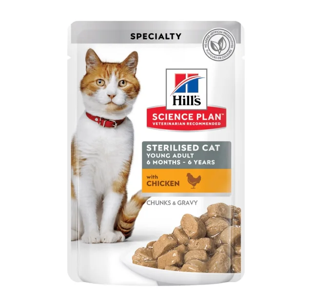 Влажный корм Hill's Science Plan Sterilised Cat Adult Chicken для стерилизованных кошек, с курицей, 85 г