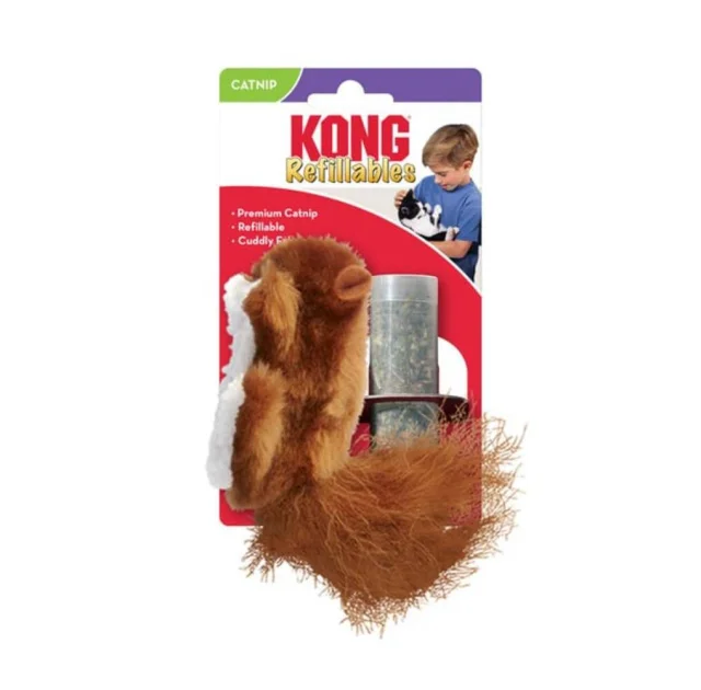 Игрушка KONG Refillables Squirrel для кошек, белочка со сменным блоком с кошачьей мятой, 5.72×7.62×17.78 см
