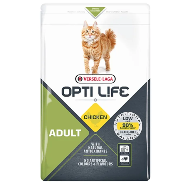 Сухой беззерновой суперпремиум корм Versele-Laga Opti Life Adult для кошек, курица, 1 кг.