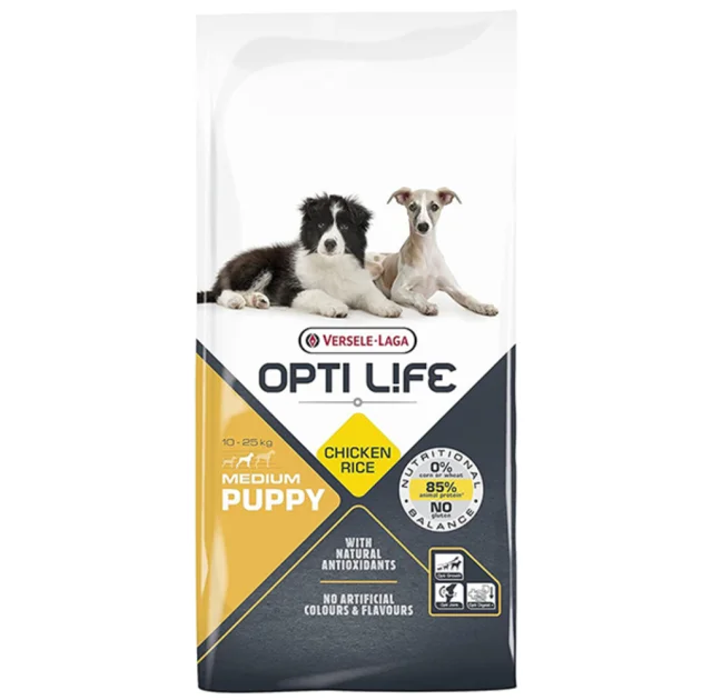 Сухий суперпреміум корм Versele-Laga Opti Life Puppy Medium для цуценят середніх порід, курка, 12.5 кг