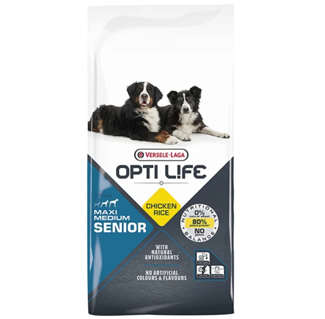 Сухой суперпремиум корм Versele-Laga Opti Life Senior Medium & Maxi для пожилых собак средних и больших пород курица, 12.5 кг