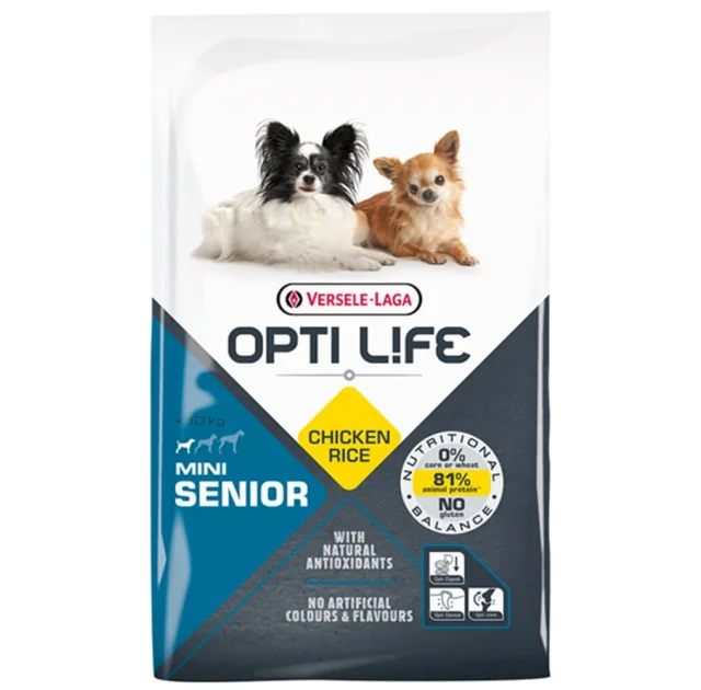 Сухий суперпреміум корм Versele-Laga Opti Life Senior Mini для літніх собак міні та малих порід, курка, 7.5 кг