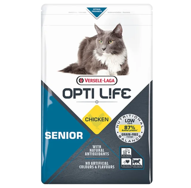 Сухой беззерновой суперпремиум корм Versele-Laga Opti Life Senior для пожилых кошек, курица, 2.5 кг