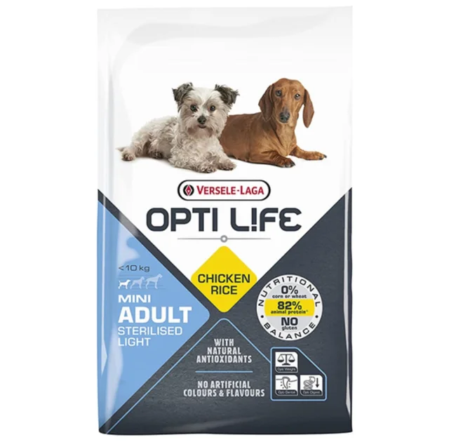 Сухий корм Versele-Laga Opti Life Sterilised Light Mini для стерилізованих собак із зайвою вагою міні та малих порід, курка, 7.5 кг