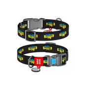 Нашийник Waudog Nylon для собак нейлоновий, з QR паспортом, малюнок "Дім", пластиковий фастекс, розмір XL, ш 25 мм, д 37-58 см