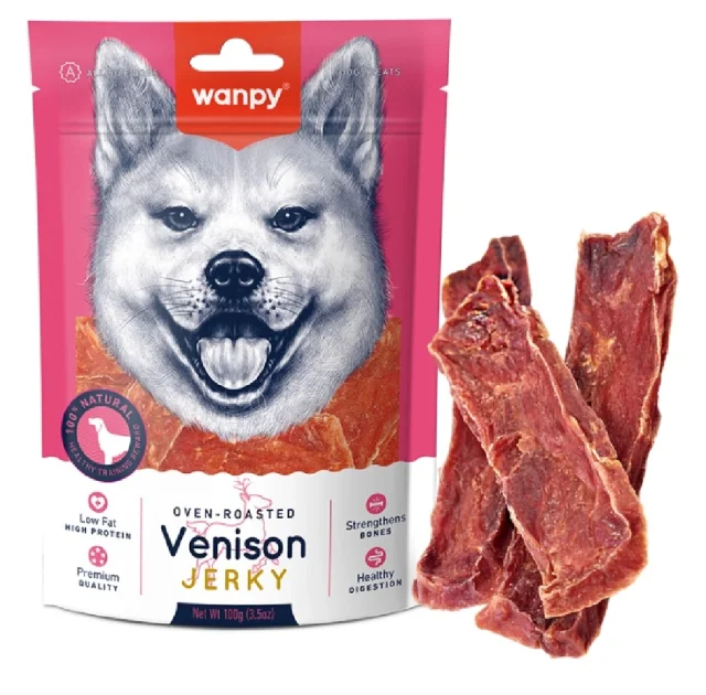 Ласощі Wanpy Soft Venison Jerky Slices для собак, в'ялена оленина з качкою, слайси, 100 г