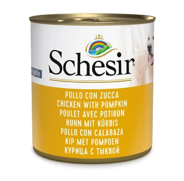 Вологий корм Schesir Chicken With Pumpkin, консерви для собак, курка з гарбузом в желе, 285 г
