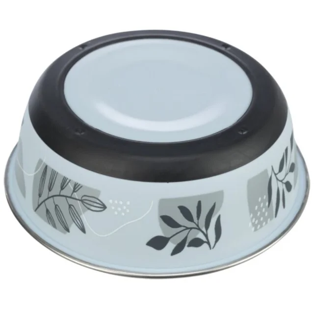 Миска Trixie Stainless Steel Bowl для собак, нержавеющая сталь, резиновая кромка, 400 мл, 14 см, сине-серый