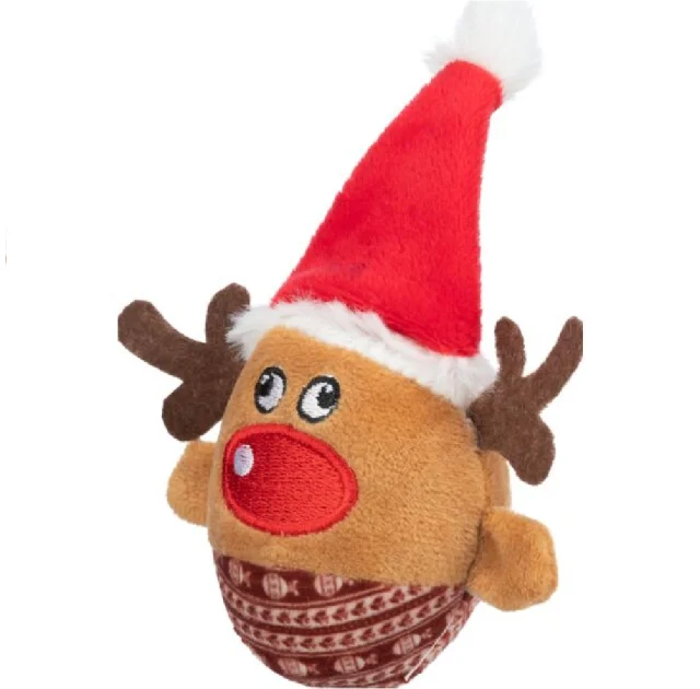 Игрушка Trixie Reindeer для кошек, рождественский олень с погремушкой, плюш, 6×12 см