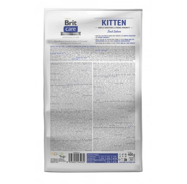 Сухой корм Brit Care Cat GF Kitten Digestion Immunity для котят лосось, 400 г