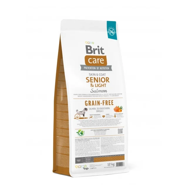 Беззерновий сухий корм Brit Care Dog Grain-free Senior & Light для собак похилого віку, з надмірною вагою, лосось, 12 кг