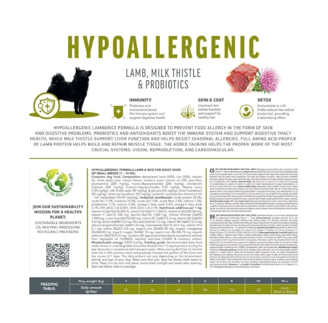 Сухий корм Brit Care Hypoallergenic Adult Small Breed для собак малих порід, ягня, 1 кг