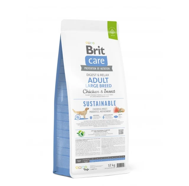 Сухий корм Brit Care Sustainable Adult Large Breed для собак, великих порід, курка і комахи, 12 кг