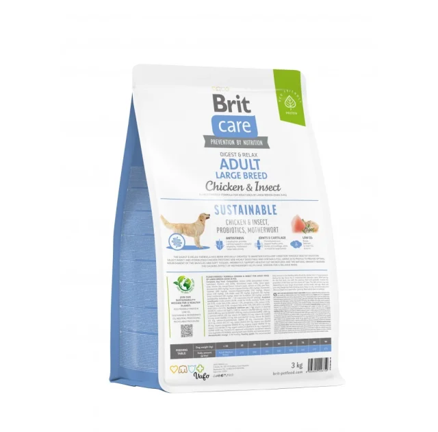 Сухий корм Brit Care Sustainable Adult Large Breed для собак великих порід, курка і комахи, 3 кг
