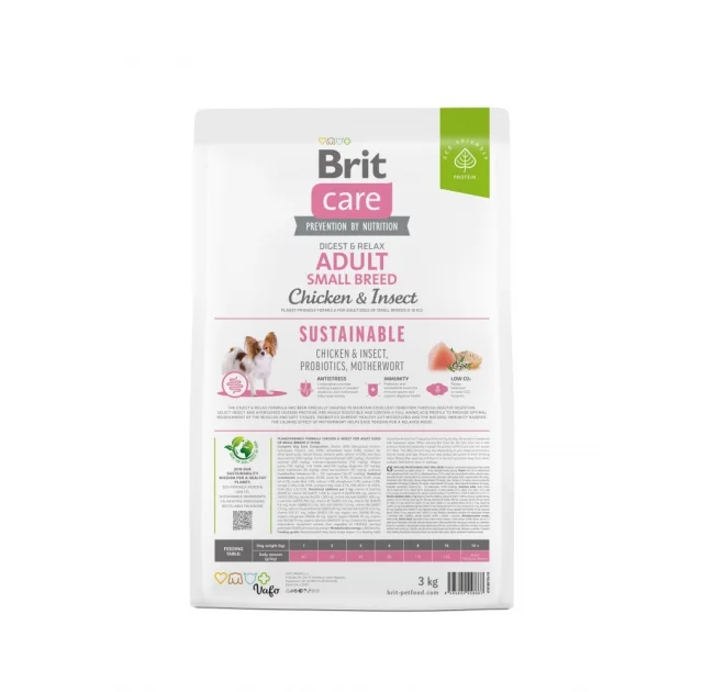 Сухий корм Brit Care Sustainable Adult Small Breed для собак, малих порід, курка і комахи, 3 кг