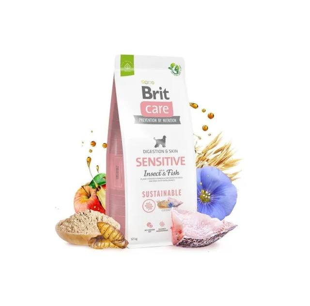 Сухий корм Brit Care Sustainable Sensitiveдля собак з чутливим травленням, комахи і риба 12 кг