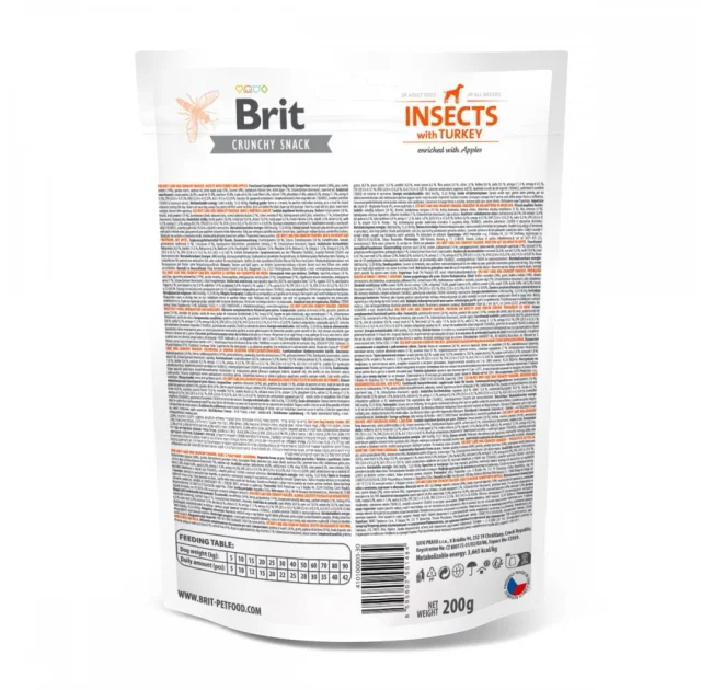 Ласощі Brit Care Crunchy Cracker Insects with Turkey, для собак, для підтримки ваги, комахи та індичка яблуко, 200 г