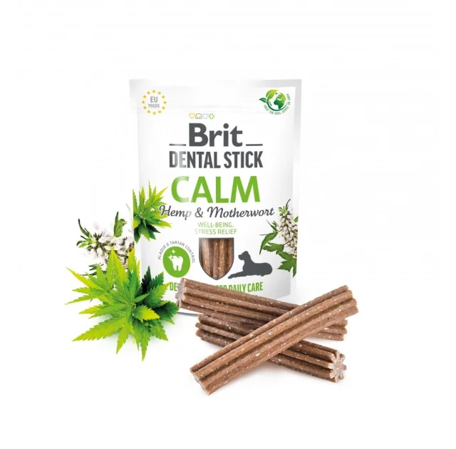 Ласощі Brit Dental Stick Calm для собак, заспокійливі, конопля і пустирник, 7 шт, 251 г