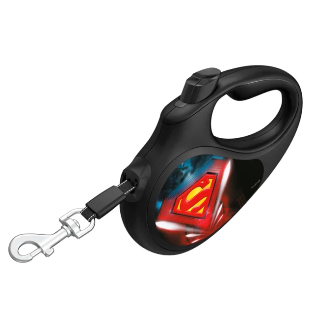 Поводок-рулетка Waudog R-leash для собак, рисунок "Супермен Лого", светоотражающая лента, черный, XS, 12 кг, 3 м