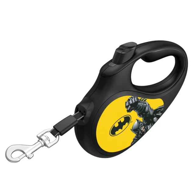 Повідець-рулетка Waudog R-leash для собак, малюнок "Бетмен Жовтий", світловідбиваюча стрічка чорний, L, 50 кг, 5 м