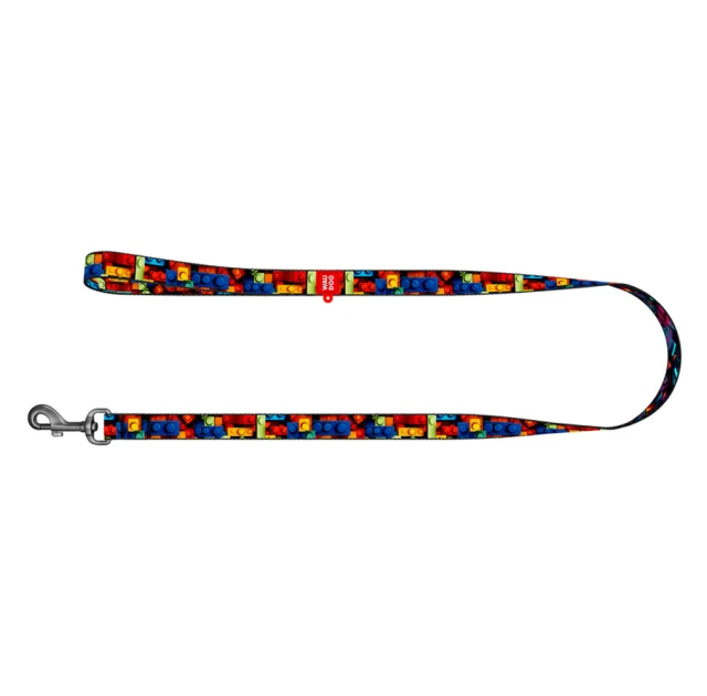 Повідець Waudog Nylon для собак, малюнок "Блоки", нейлоновий, S, ширина: 15 мм, довжина: 122 см