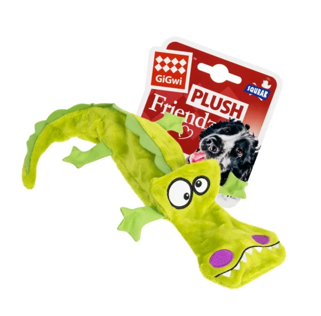 Игрушка GiGwi Plush Крокодил з 4-ма пищалками для собак, 38 см