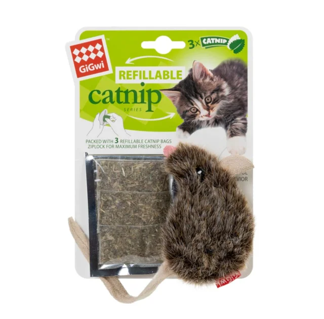 Игрушка GIGwi Catnip Мишка для кошек, з кошачей мятой, искусственный мех, 10 см