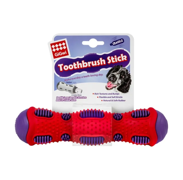Іграшка GiGwi Toothbrush Stick, для собак з ефектом тріску, термопластична гума, 21 см