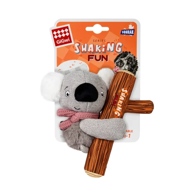 Игрушка GiGwi Shaking Fun для собак, Коала с большой пищалкой, текстиль, плюш, 22 см