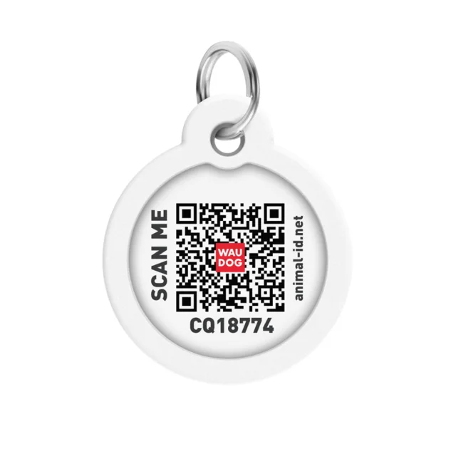 Адресник Waudog Smart ID c QR паспортом для собак и котов,металл, рисунок "Тризуб масло",круг, 30 мм