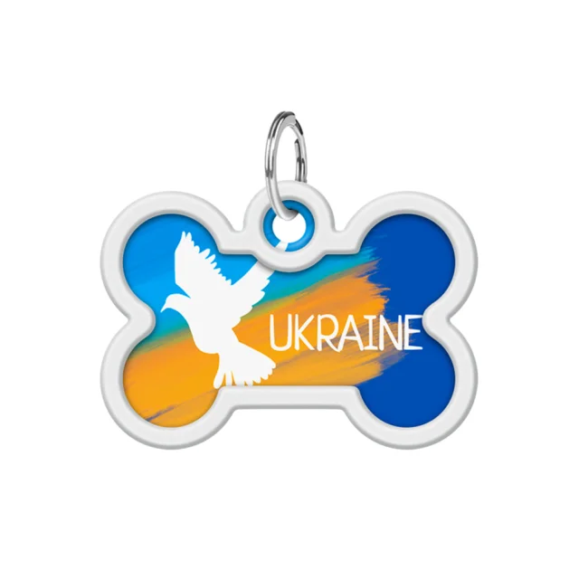 Анресник Waudog Smart ID с QR паспортом для собак и кошек, рисунок "Знамя",кость, 40 мм/28 мм