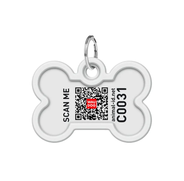 Анресник Waudog Smart ID с QR паспортом для собак и кошек, рисунок " смелость",кость, 40 мм/28 мм