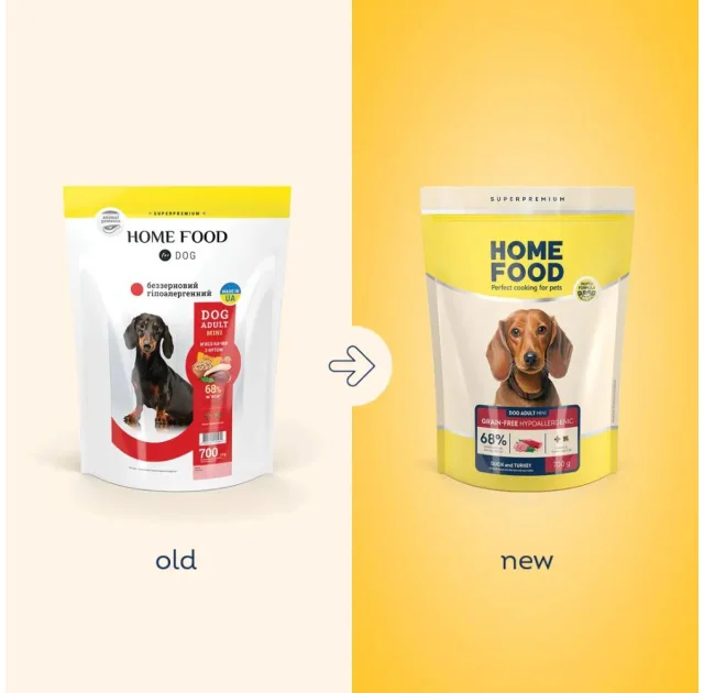 Сухий корм Home Food для собак малих порід, гіпоалергений, беззерновий, качка та індичка, 700 г