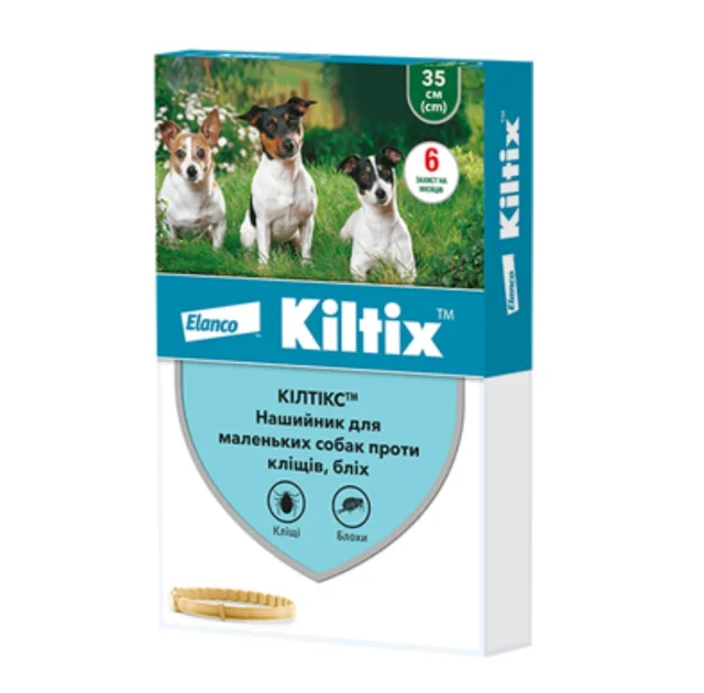 Нашийник Elanco Kiltix проти бліх та кліщів для собак, 35 см