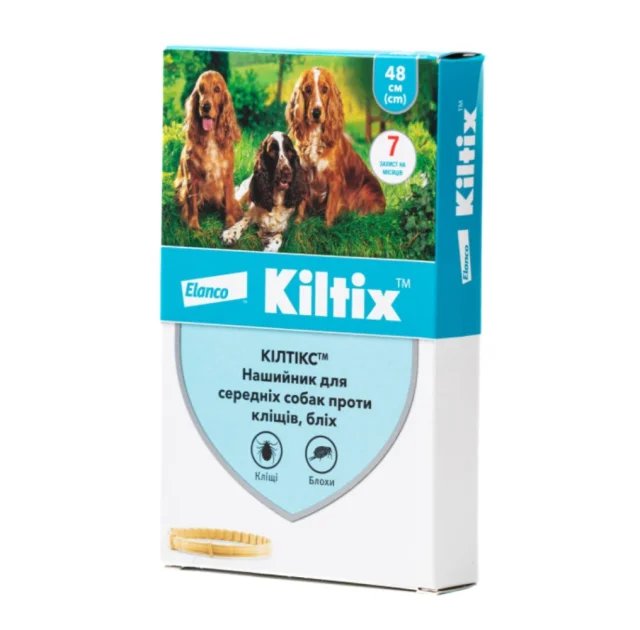 Нашийник Elanco Kiltix проти бліх та кліщів для собак, 48 см