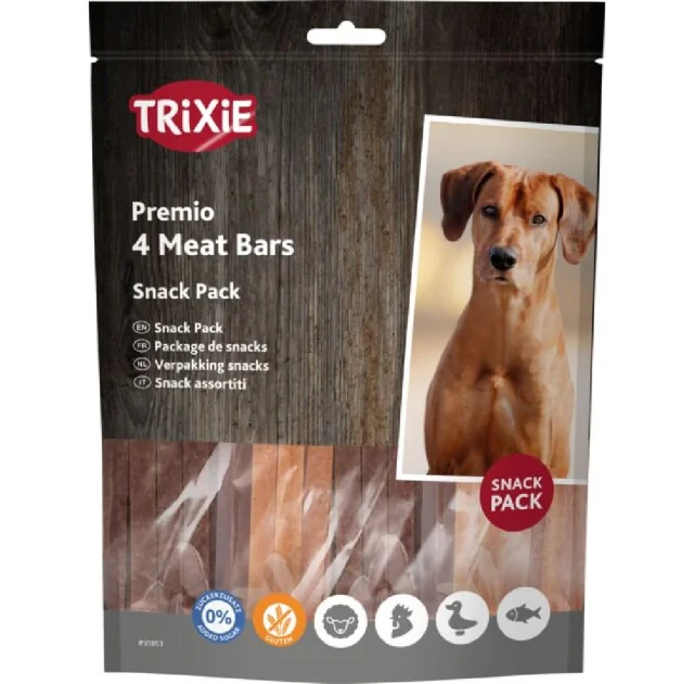 Ласощі Trixie 4 Meat Bars мікс для собак, курка, качка, ягня і лосось, 100 г, упаковка 4 шт