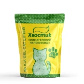 Силікагель наповнювач Хвостик для котів, із зеленими гранулами, дрібна фракція, 3.6 л