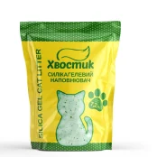 Силікагель наповнювач Хвостик для котів, із зеленими гранулами, дрібна фракція, 7.2 л