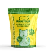 Силікагелевий наповнювач Хвостик для котячого туалету, із зеленими гранулами, велика фракція, 3.6 л