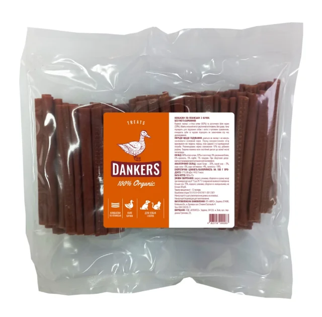Лакомство Dankers колбаски по-пекински из мяса утки, для собак, 500 г