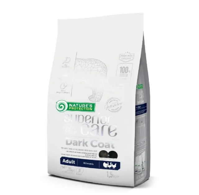 Сухий беззерновий корм Nature's Protection Superior Care Black Coat All Breeds для дорослих собак, домашній птах, 1.5 кг