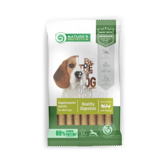 Ласощі Nature's Protection Healthy Digestion для дорослих собак всіх порід, з домашнім птахом, 110 г