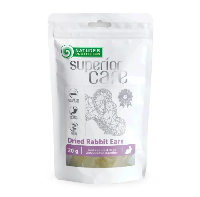 Ласощі Nature's Protection Superior Care Dried Rabbit Ears для собак, сушені кролячі вуха, 20 г