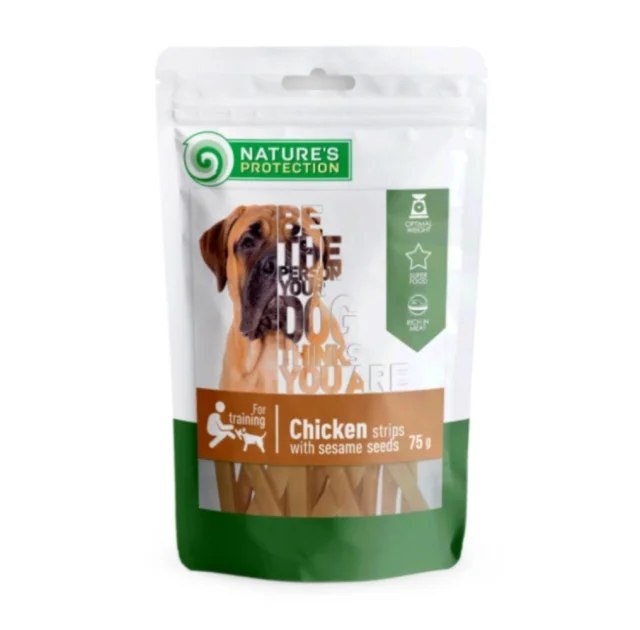 Ласощі Nature's Protection Chicken Strips With Sesame для собак, смужки з курки з кунжутом, 75 г