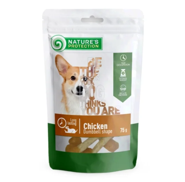 Ласощі Nature's Protection Chicken Dumbbell Shape для собак, гантелі з куркою, 75 г