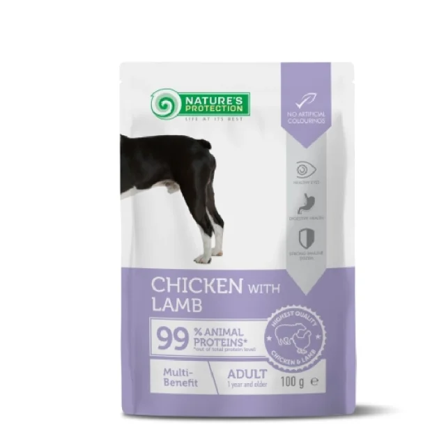 Вологий корм Nature's Protection Multi - Benefit Dog Adult with Chicken and Lamb для дорослих собак, з куркою та ягням, 100 г