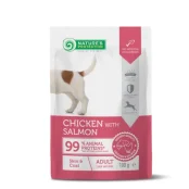 Вологий корм Nature’s Protection Skin&Coat для дорослих собак, здорова шкіра та шерсть, курка і лосось, 100 г