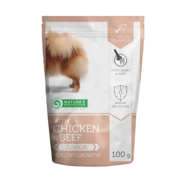 Вологий корм для собак Nature's Protection Healthy Growth, малих порід, з куркою і яловичиною, для юніорів, 100 г